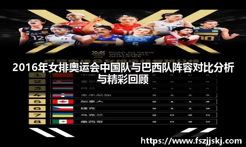 2016年女排奥运会中国队与巴西队阵容对比分析与精彩回顾